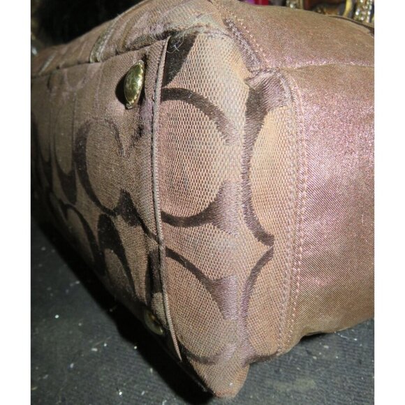 Coach Cursive Creed Limited Edition Brown Signature Jacquard Copper Shimmer Tote - Picture 10 of 14